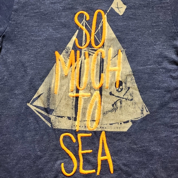 Crewcuts So Much to Sea T-shirt Size 6/7 Color navy with orange embroidery - Picture 2 of 4